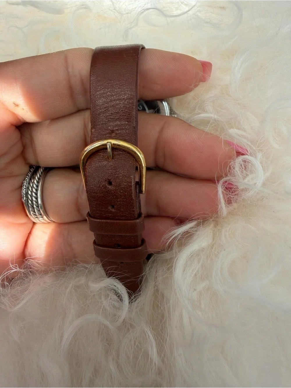 Fossil Two-Tone Bezel White Dial Watch with Brown Leather Strap